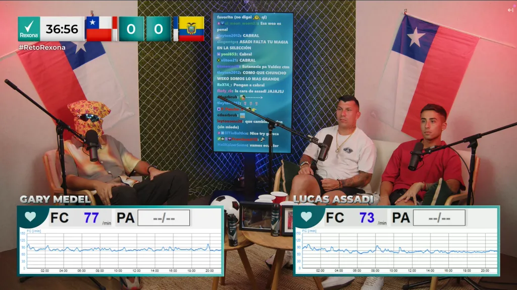 Gary Medel y Lucas Assadi junto a Dylantero en Twitch. (Captura).