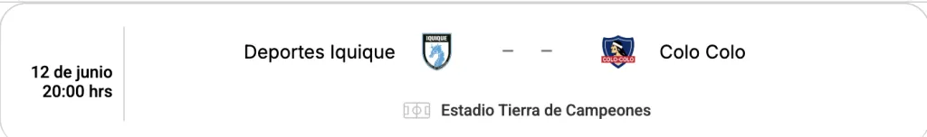 La programación por parte de la ANFP para el duelo de Deportes Iquique ante Colo Colo.