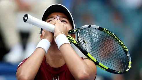 Alexandra Eala tras eliminar a Iga Swiatek del Miami Open.