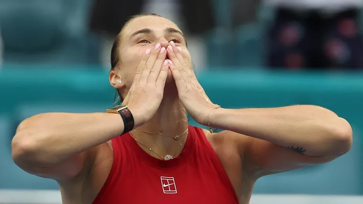 Aryna Sabalenka tras ganar el Miami Open 2025