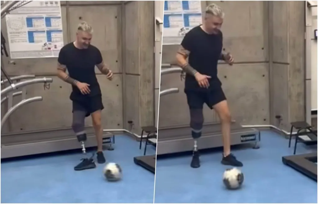 Cristóbal Campos jugando a la pelota en su recuperación. Foto: Instagram.