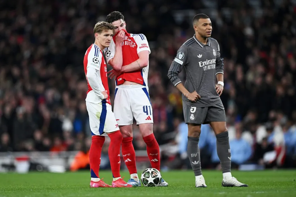 Declan Rice fue la gran figura del triunfo de Arsenal ante Real Madrid en la Champions League. Foto: Getty Images.