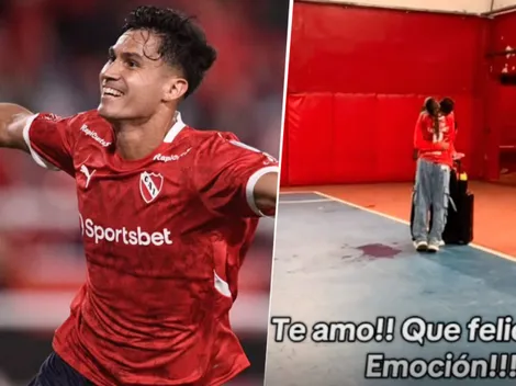 La celebración de Pablo Galdames y Cata Vallejos tras triunfo de Independiente