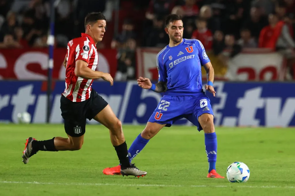Matías Zaldivia, autor del gol de la victoria azul ante Estudiantes. (Javier Vergara/Photosport).