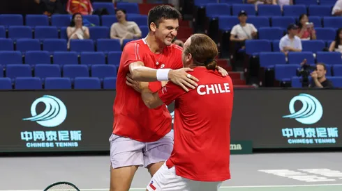 Chile celebra tras la fase de grupos de la final de la Copa Davis 2024.