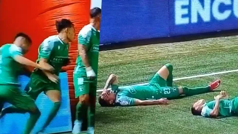 Dos jugadores de Audax chocaron tras un pase de Valencia.