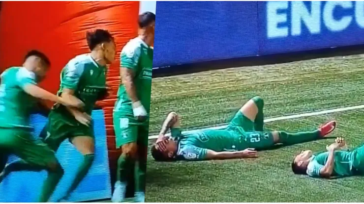 Dos jugadores de Audax chocaron tras un pase de Valencia.