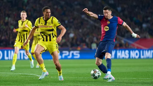Robert Lewandowski anotó un doblete en la ida de los cuartos de final entre Barcelona y Borussia Dortmund.