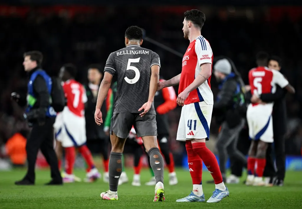 Jude Bellingham remarcó que Real Madrid tiene tatuada la palabra “remontada” antes del partido con Arsenal en Champions League. Foto: Getty Images.