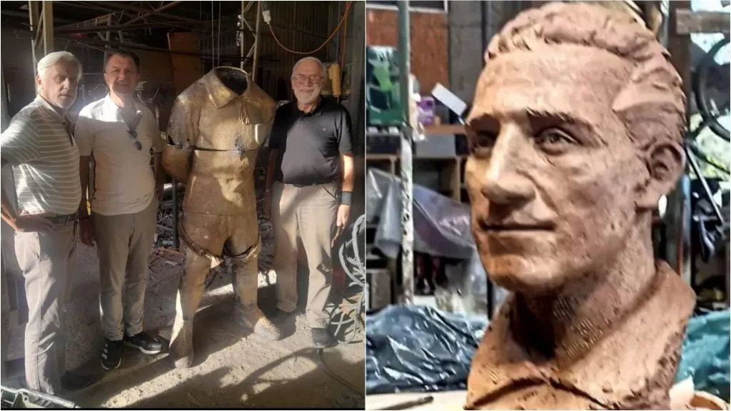 Así luce la estatua de David Arellano a días de ser presentada oficialmente a los hinchas de Colo Colo. Foto: Rodrigo Gómez.