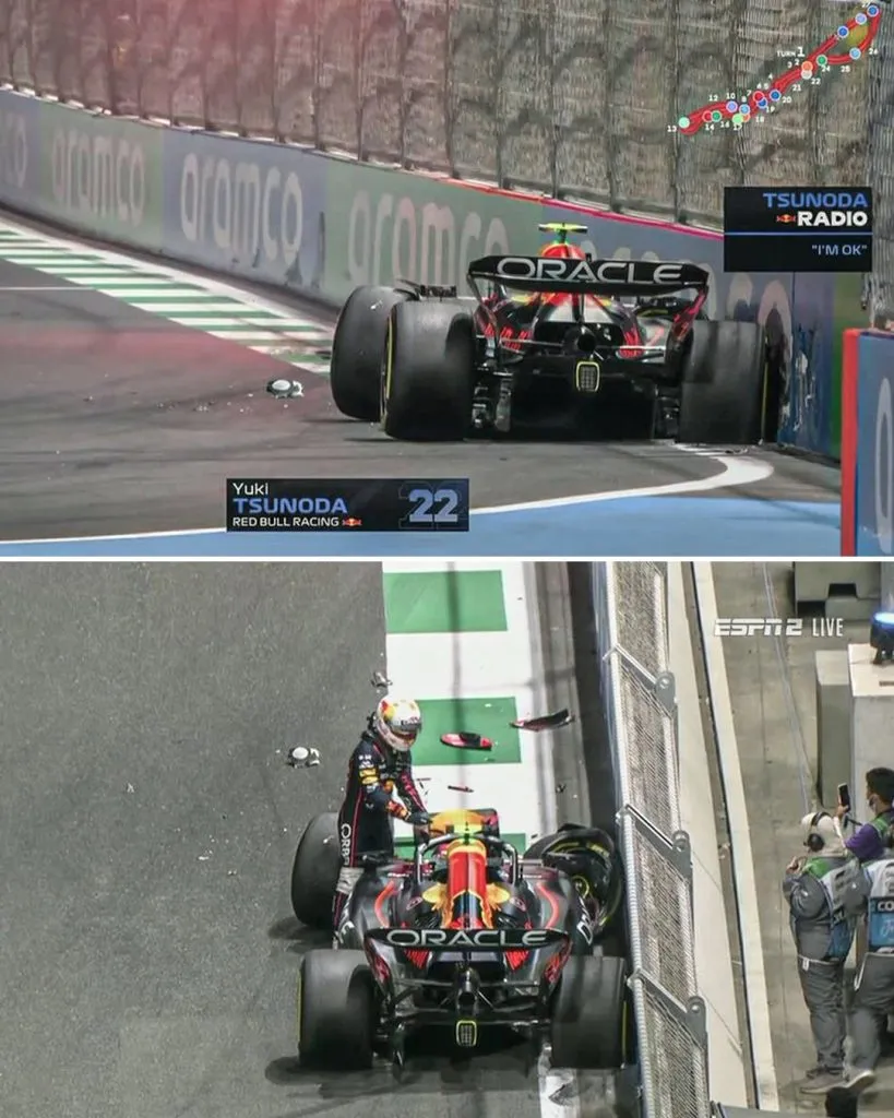 El choque de Yuki Tsunoda en las prácticas del GP de Arabia Saudita (ESPN).