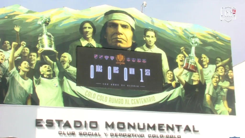 A la espera de cuándo se realizarán las grandes actividades del Centenario, el contador del Estadio Monumental quedará en un segundo. Foto: Colo Colo TV.