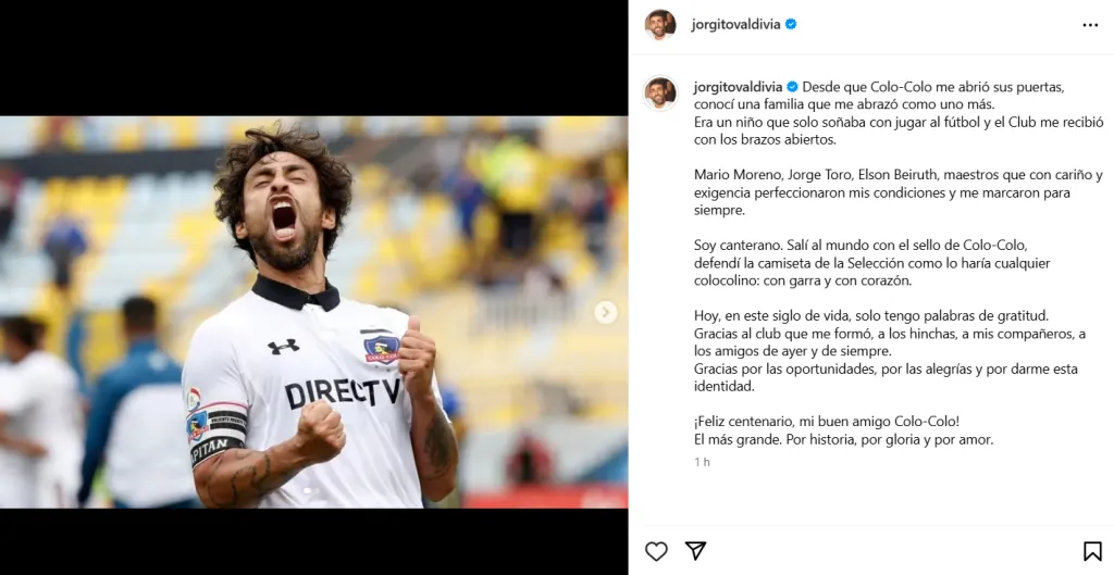 Valdivia y el centenario de Colo Colo.