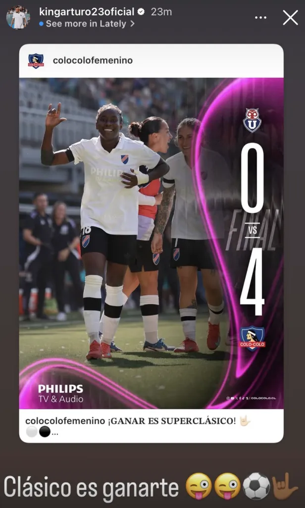 El mensaje de Vidal en redes sociales | Instagram