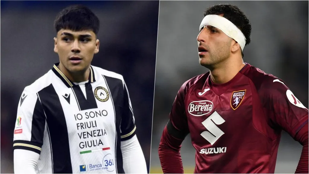 Damián Pizarro y Guillermo Maripán no podrán verse las caras en Italia por la muerte del Papa Francisco. Foto: Getty Images.