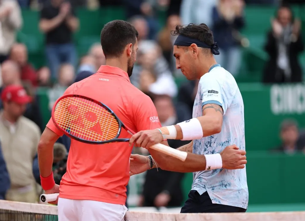 Novak Djokovic tras perder ante Alejandro Tabilo en el Masters de Montecarlo (Getty Images).