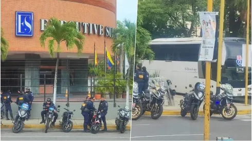 El hotel de la U en Venezuela lleno de policías.