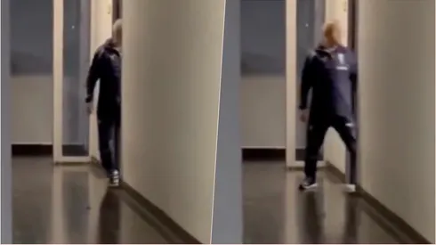 Un funcionario de la UC en el camarín de árbitros