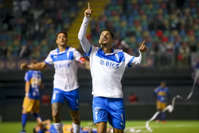 Así celebró Jader Gentil su gol ante Everton. (Pepe Alvujar/Photosport).