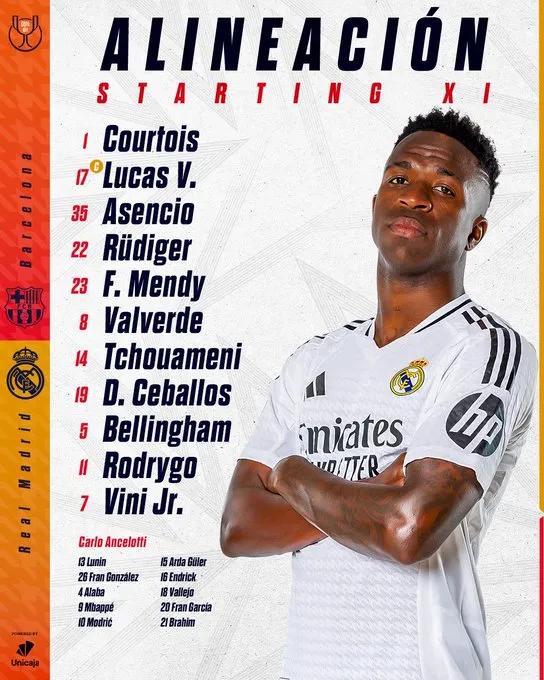 La formación del Real Madrid vs Barcelona