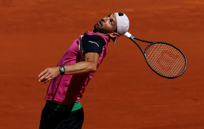Grigor Dimitrov antes del apagón que arruinó su triunfo en el Madrid Open (Getty Images).
