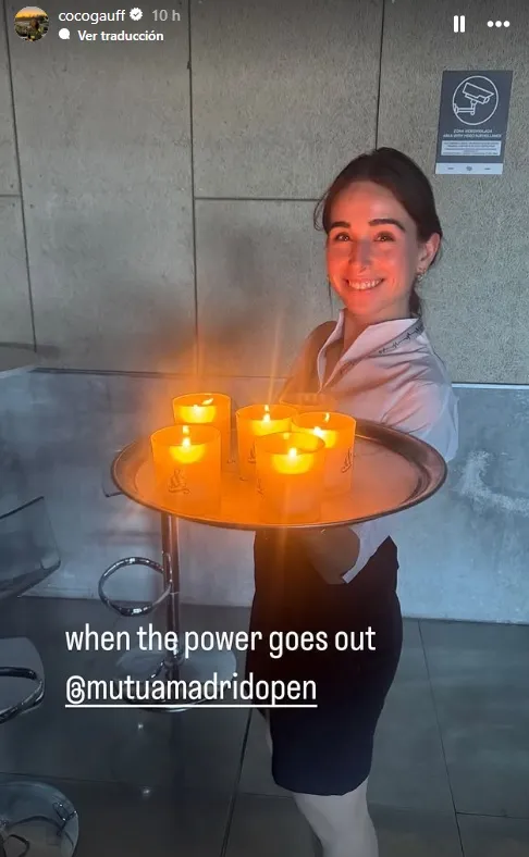 Coco Gauff muestra el caos que dejó el apagón en el Madrid Open.