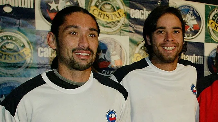 González junto al Chino Ríos en la previa de una Copa Davis