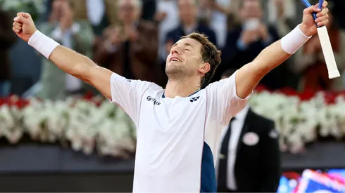 Casper Ruud lo celebra en el Madrid Open 2025.