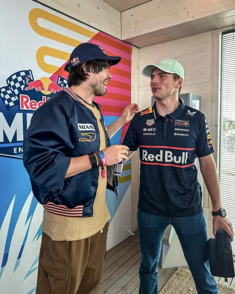 Germán Garmendia y Max Verstappen en el GP de Miami (Instagram).