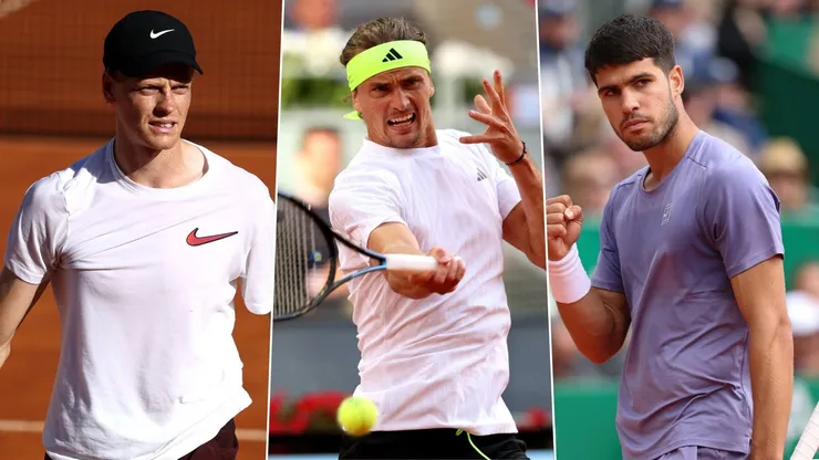 Jannik Sinner, Alexander Zverev y Carlos Alcaraz