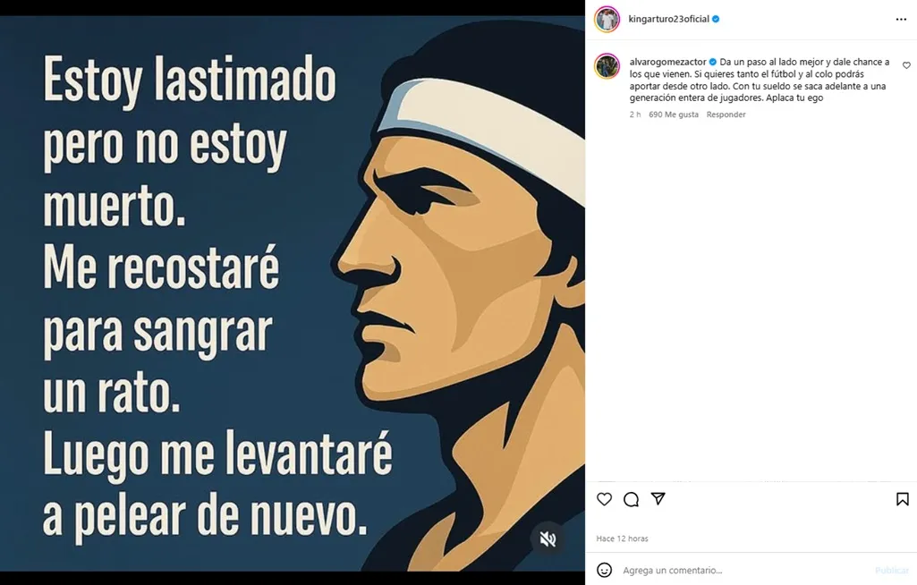 El mensaje publicado por el actor Álvaro Gómez a Arturo Vidal. (Foto: Instagram Arturo Vidal)