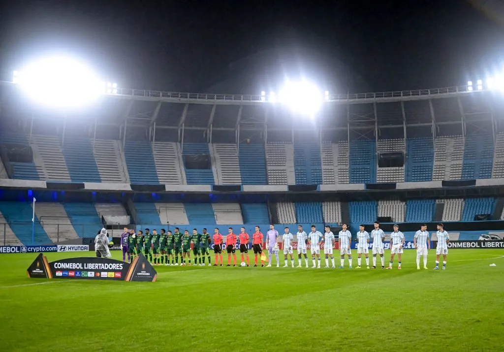 Racing Club también jugó sin público en la Libertadores: fue en la derrota vs Bucaramanga. (Marcelo Endelli/Getty Images).