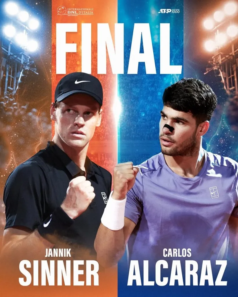 Jannik Sinner vs. Carlos Alcaraz por la final del Masters 1000 de Roma (Foto: Internazionali BNL d’Italia).