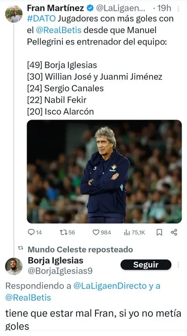 Iglesias ya había ironizado con su situación en el Betis en redes sociales.