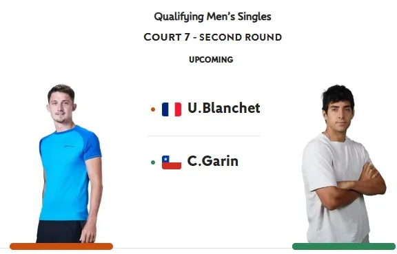 Ugo Blanchet vs. Cristian Garin (Foto: Roland Garros).