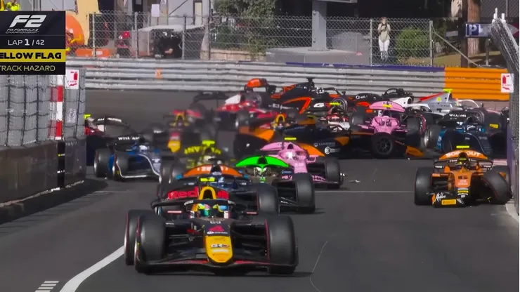 Choque masivo en el GP de Mónaco de la F2.