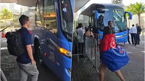 El director deportivo Manuel Mayo también se había quedado abajo del bus.