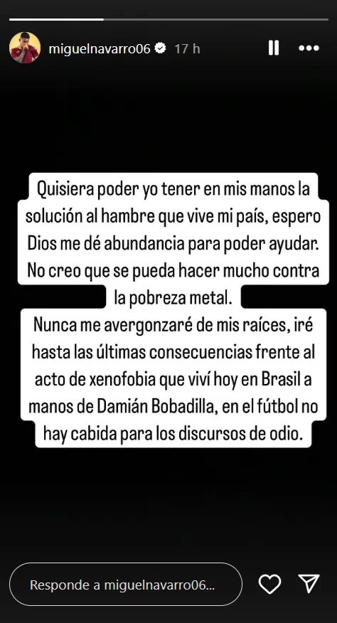 Captura Instagram Miguel Navarro.