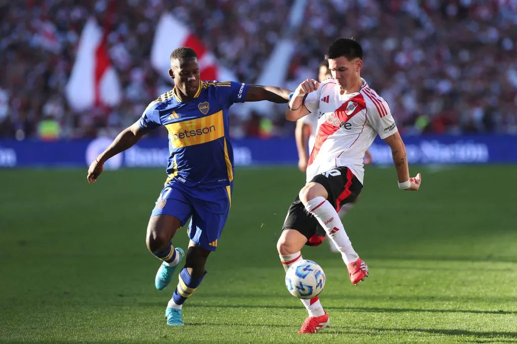 Franco Mastantuono fue figura en la victoria de River sobre Boca Juniors. (Daniel Jayo/Getty Images)