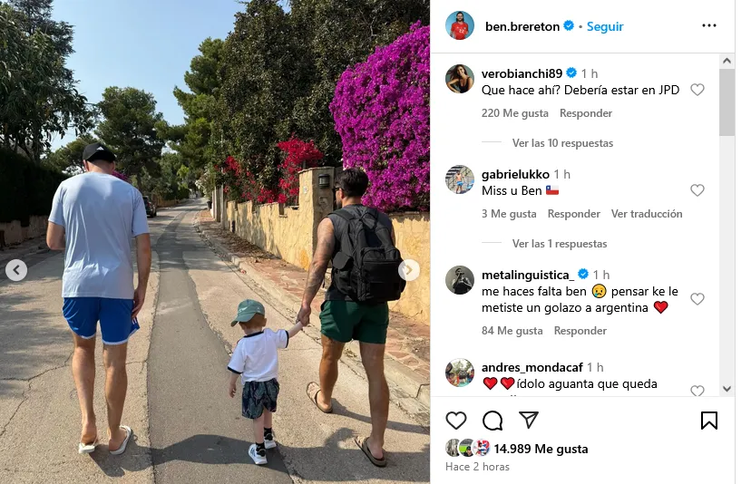 El mensaje de Verónica Bianchi a Ben Brereton.