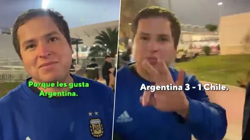 Un hincha chileno fue viral por apoyar a Argentina en el Estadio Nacional.
