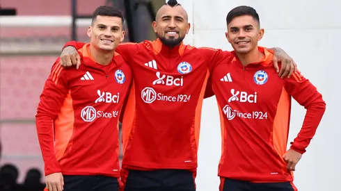 Jugadores de Colo Colo en el entrenamiento de la Selección Chilena.