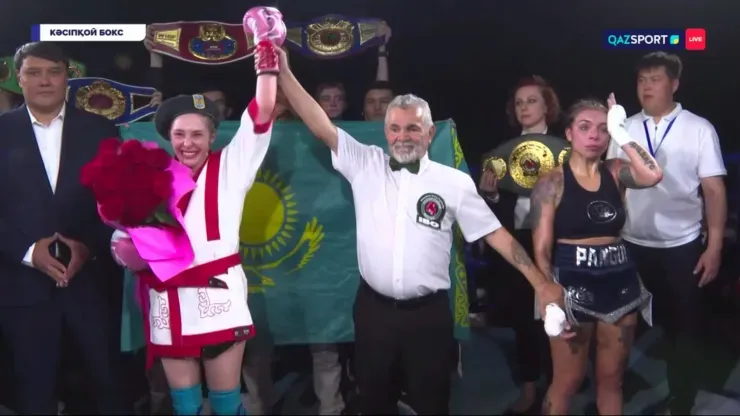 La “Leona” se retiró en el sexto asalto de su pelea ante Angelina Lukas (Foto: QAZSports)