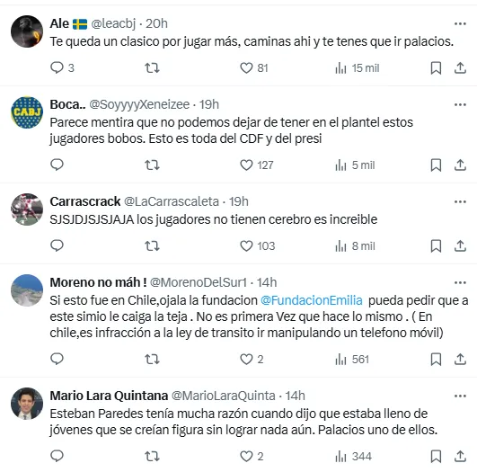 Los hinchas de Boca Juniors se enfurecieron con Carlos Palacios.