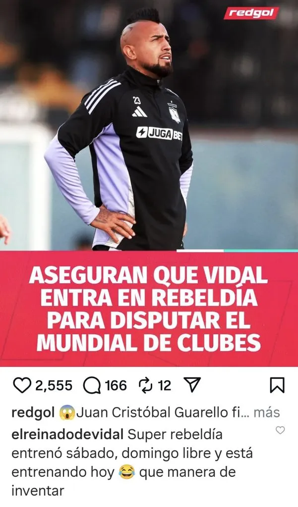 El mensaje de “El reinado de Vidal” sobre la supuesta rebeldía del jugador.