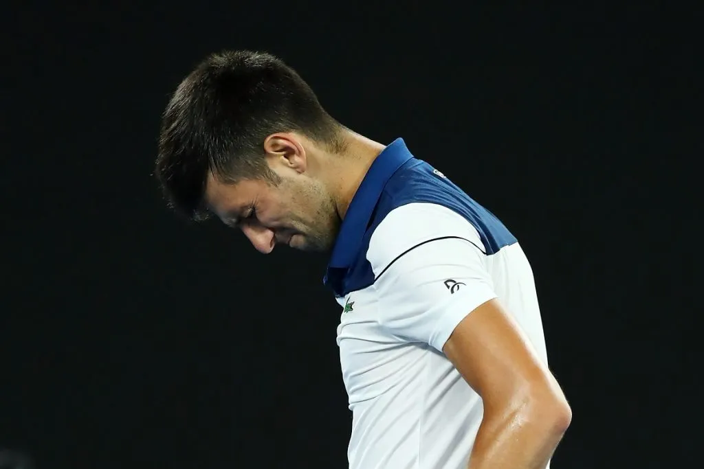 Novak Djokovic tras ser eliminado del Australian Open 2018 (Getty Images).
