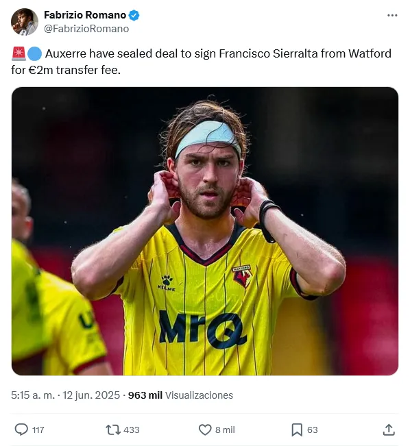 Romano confirmó el fichaje del chileno.