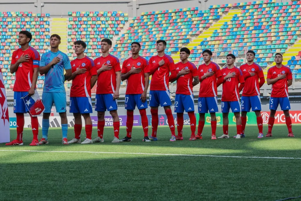 Chile sub 20 en el reciente amistoso contra Nueva Zelanda, preparación para el Mundial 2025.
