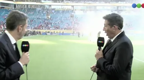 Pablo Giraly y Juan Pablo Varsky fueron mojados en vivo y en directo.