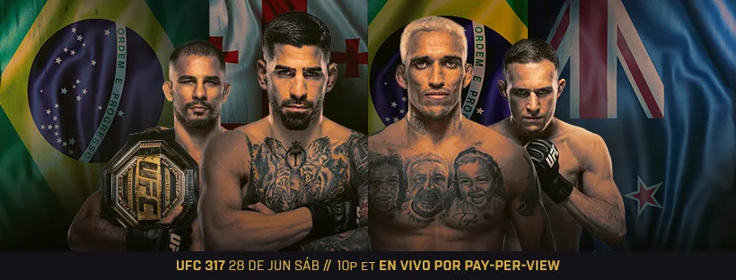 Ilia Topuria vs. Charles Oliveira y Alexandre Pantoja vs. Kai Kara-France lideran UFC 317. (Foto: UFC)